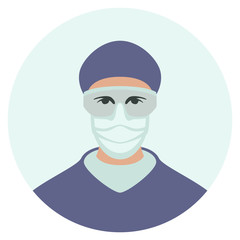 health worker in protective gear, vector illustration