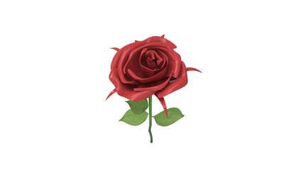 3D rendering of a rose flower red green nature isolated