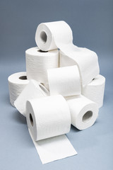 Pile of White Toilet Paper. Concept of lack of toilet paper in stores due to coronavirus, Covid-19