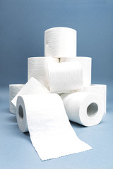 Pile of White Toilet Paper. Concept of lack of toilet paper in stores due to coronavirus, Covid-19