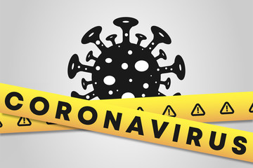 Stop coronavirus Sign. Coronavirus outbreak. Pandemic Coronavirus danger. Vector illustration. 2019-ncov. Yellow warning tapes