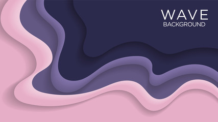Wavy, Wave, Liquid, Fluid, Paper cut, Gum Background Purple With Blank Space Text
