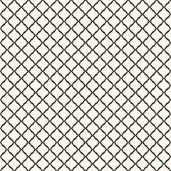 Diamond grid seamless pattern. Vector rhombuses geometric texture. Simple abstract monochrome background with thin lines, small lattice, mesh, grid, fishnet. Repeat design for textile, decor, print