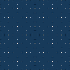 Subtle vector seamless pattern with tiny diamond shapes, small stars, rhombuses, dots. Simple minimalist geometric background. Abstract minimal texture in dark blue and beige color. Delicate design