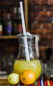 Close up of "Poncha" the traditional drink of Madeira island, Portugal.