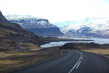 Beautiful mountains along the ring road, route 1 in Iceland