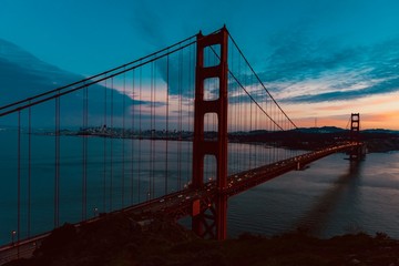 sunrise over Golden Gate Bay in California