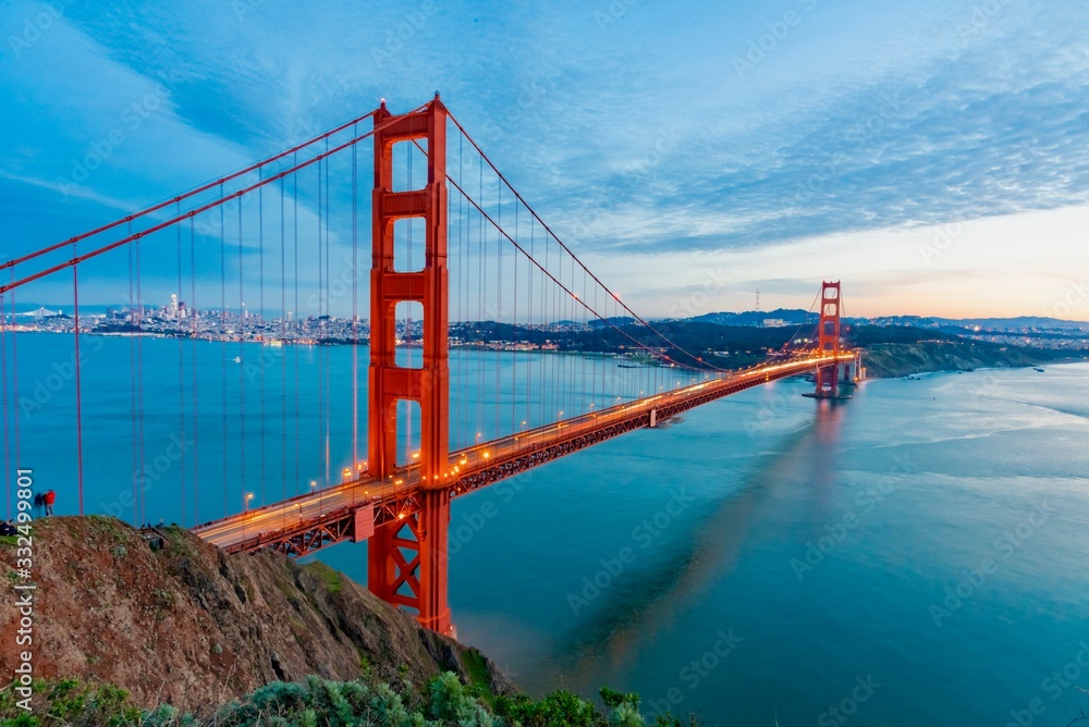 Poster sunrise over Golden Gate Bay in California