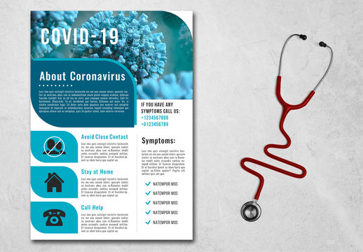 Coronavirus Flyer Layout with Teal Accents
