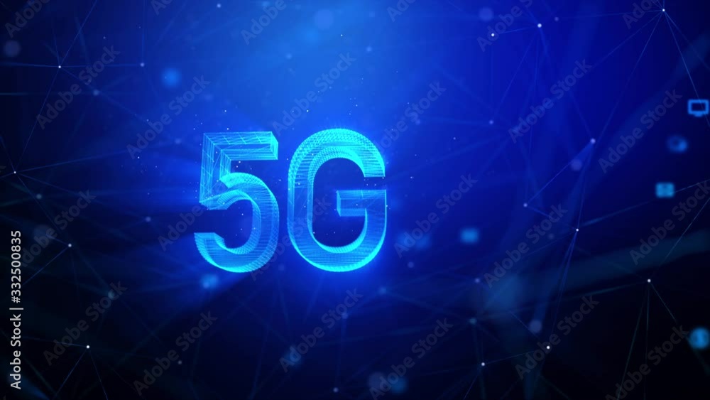 Poster 3d rendering 5g with lighting and glow effect for digital and technology concept, with connection li