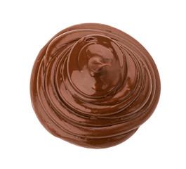 Chocolate cream isolated on white, top view