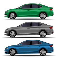 realistic car set. sedan. side view