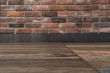architectural detail - brick wall and wooden floor