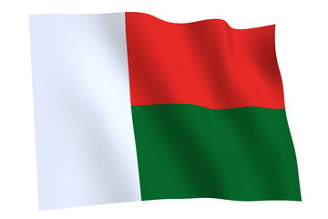 Madagascar Flag waving. Flag of Madagascar waving in the wind