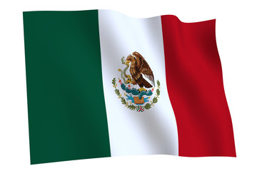 Mexico Flag waving. Flag of Mexico waving in the wind