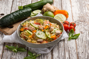 mixed vegetables couscous with chicken