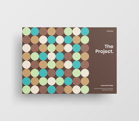 Creative business presentation vector A4 horizontal orientation front page mock up. Modern corporate report cover abstract geometric illustration design layout. Company identity brochure template.