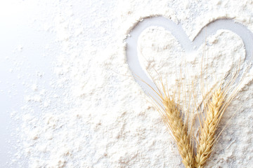 flour heart spikelets on a light background