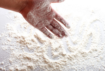 flour hand on a light background