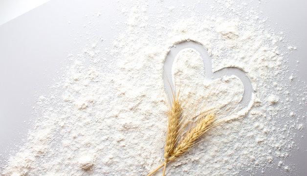 flour heart spikelets on a light background