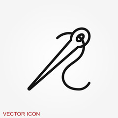 Needle icon, vector sewing symbol or element for design