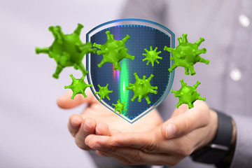 Corona Virus - Microbiology And Virology Concept - 3d protection.