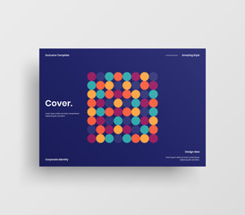 Creative business presentation vector A4 horizontal orientation front page mock up. Modern corporate report cover abstract geometric illustration design layout. Company identity brochure template.