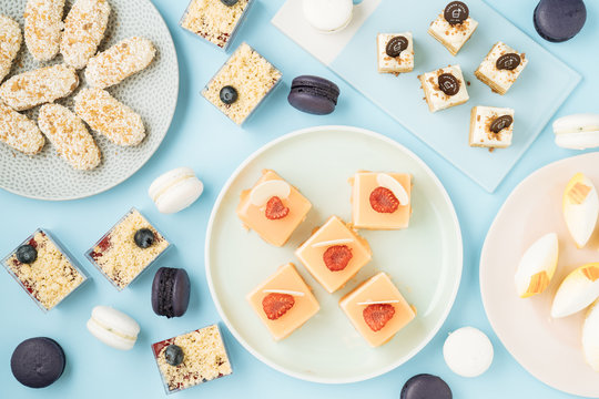 Various Yummy Desserts On Plates