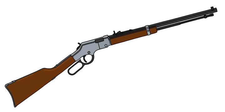 The vectorized hand drawing of a classic winchester repeating rifle