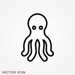 Octopus icon. Vector of an octopus design on white background. Aquatic animals.