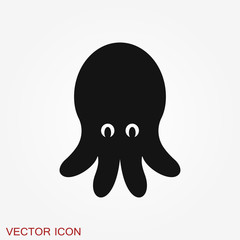 Octopus icon. Vector of an octopus design on white background. Aquatic animals.