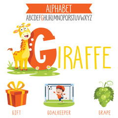 Illustrated Alphabet Letter And Cartoon Objects