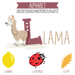 Illustrated Alphabet Letter And Cartoon Objects