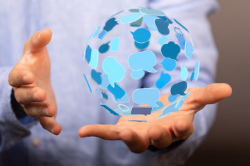 Empty speech bubble hands feedback communication..