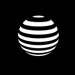 Hallucination. Optical illusion. Twisted illustration. Abstract background. Sphere of stripes. Dynamic wave. Vector.