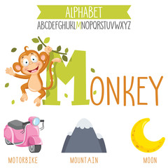 Illustrated Alphabet Letter And Cartoon Objects