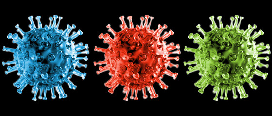 Coronavirus, Covid-19 freigestellt auf schwarz