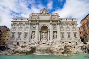 Obraz na płótnie Canvas Fontana Di Trevi, Trevi Fountain on a sunny day, Rome, Italy. Top view.