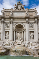 Fototapeta na wymiar Fontana Di Trevi, Trevi Fountain details on a sunny day, Rome, Italy.