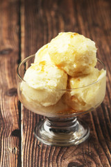 Ice cream scoops in an ice cream bowl	