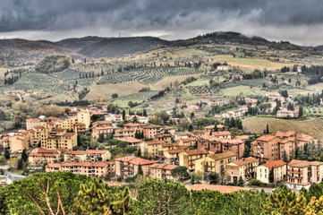 Fototapeta premium Tuscany, Italy traditional landscape from San Gimignano old town