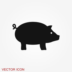 Pig icon in minimal style, isolated on background.