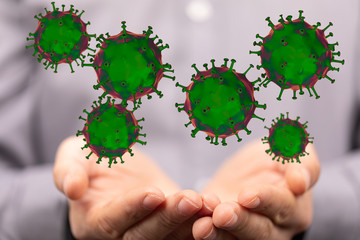 Corona Virus - Microbiology And Virology Concept - 3d protection.