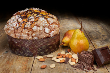   Traditional Italian Christmas cake: homemade panettone.