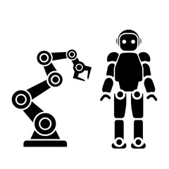 Industrial robotic arm linear icon . Robot hand. Contour symbol. Vector isolated outline drawing. full-length robot icon. Vector EPS 10