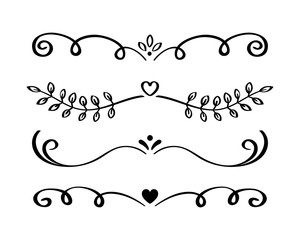 Ornament hand drawn divider collection. Vintage lines and borders. Doodle design elements. Vector illustration