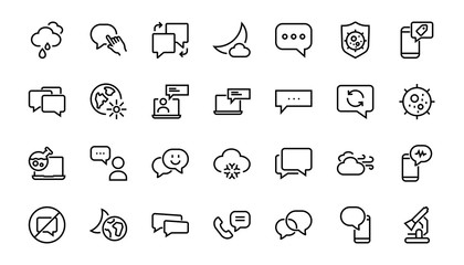 Obraz premium Simple set of message line vector line icons. contains icons such as conversation, SMS, notifications, group chat, and more. Editable stroke. 48x48 pixels perfect, white background