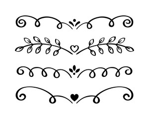 Ornament hand drawn divider collection. Vintage lines and borders. Doodle design elements. Vector illustration