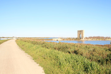 Fototapeta premium Triumphal arch of Villeneuve les Maguelone, a seaside resort in the south of Montpellier, Herault, France