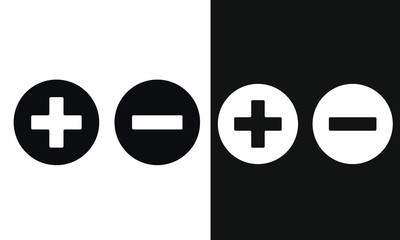 Fototapeta premium Plus and Minus Round Icons on the White Background Vector Design